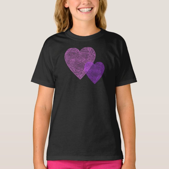 Rosa- och Lila-skripthistorik Tee Shirt (Framsida)