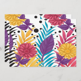 Rosa och lila snittblommor med krångliga blad tack kort