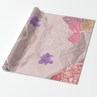 Rosa och lila sött glitter presentpapper