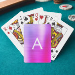 Rosa och Lila Stainless Steel Monogram Casinokort<br><div class="desc">Rosa och Lila Ombre Faux Metallic Foil Stainless Steel Elegant Monogram Spelkort. De här spelkorten kan anpassas så att de omfattar ditt första och första namn och gör en underbar partitjänst för en födelsedagsfest-,  möhippa- eller bachelorette-fest.</div>