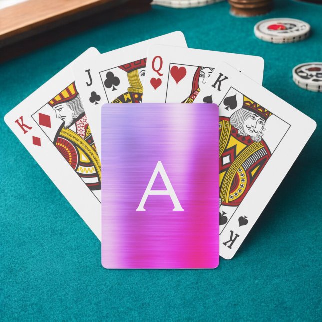 Rosa och Lila Stainless Steel Monogram Casinokort (Skapare uppladdad)