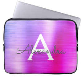 Rosa och Lila Stainless Steel Monogram Laptop Fodral