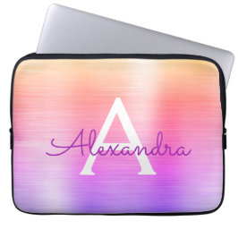 Rosa och Lila Stainless Steel Monogram Laptop Fodral