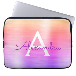 Rosa och Lila Stainless Steel Monogram Laptop Fodral