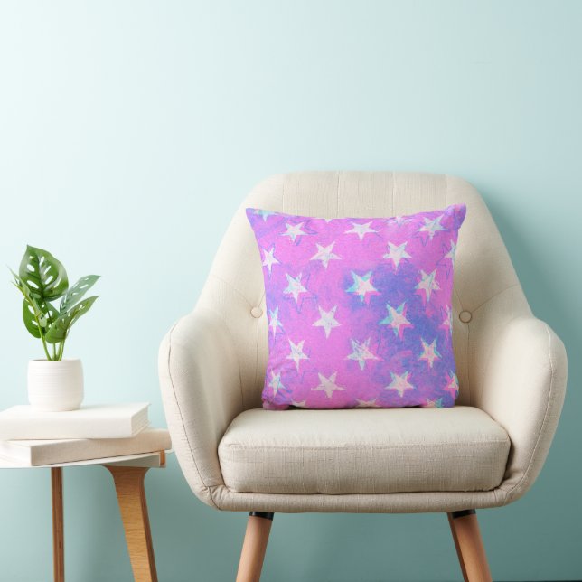 Rosa och Lila Star Stars Art Pillow Kudde (Stol)