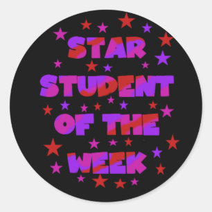 Rosa och Lila Star Student of Week Stickers Runt Klistermärke