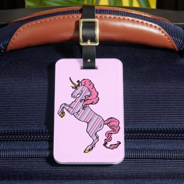 Rosa och Lila Streck Unicorn Bagagebricka (Framsida Insitu 2)