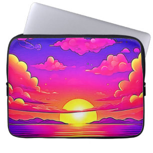 Rosa och Lila Sunset Laptop Fodral