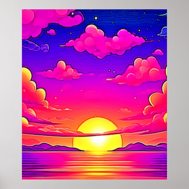 Rosa och Lila Sunset Poster (Framsidan)