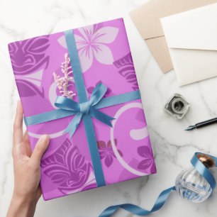 Rosa och Lila Tikis Hawaiian Wrapping Papper Presentpapper