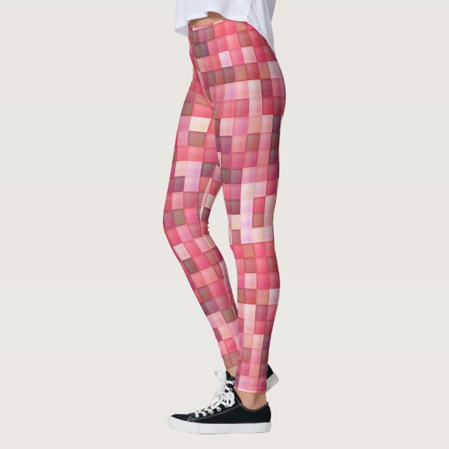 Rosa och Lila Tile Mosaic Leggings (Vänster)