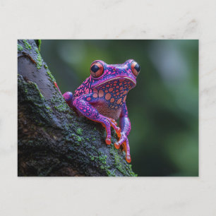 Rosa och Lila Träd Frog Art Vykort