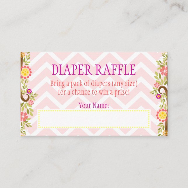 Rosa och Lila Uggla - Diaper Raffle Biljett Tilläggskort (Framsida)