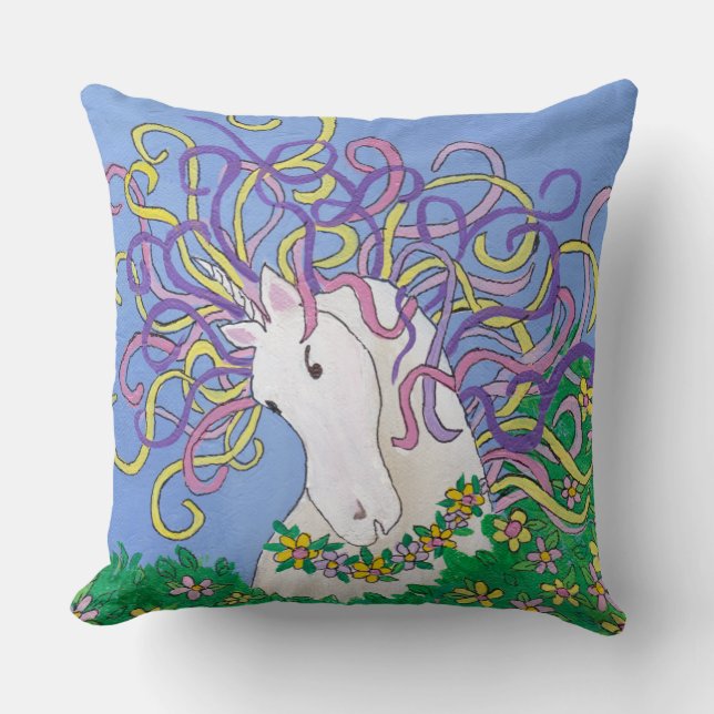 Rosa och Lila Unicorn Kudde (Framsida)