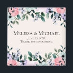 Rosa och Lila VattenfärgsfärgBlommigt Gräns Bröllo Magnet<br><div class="desc">En bröllopsmagnet med en söt blommigt som är gjord med vattenfärger. Rosa,  lila och grönt blommor.</div>