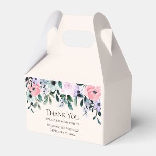 Rosa och Lila VattenfärgsfärgBlommigt Gräns Tack Presentaskar