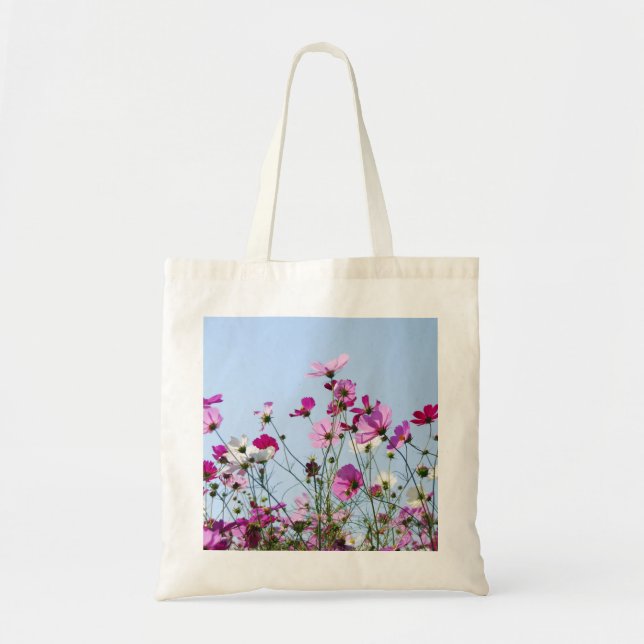 Rosa och lila vild blomsteräng tygkasse (Framsidan)