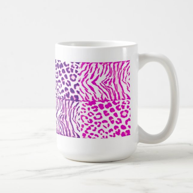 Rosa och lila vilda djurmönster kaffemugg (Höger)