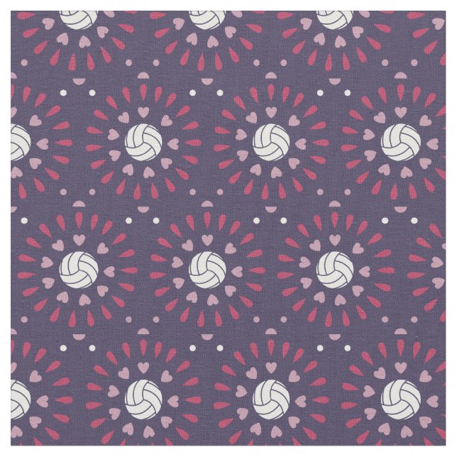 Rosa och Lila Volleybullar Kaleidoscope Mönster Tyg (Närbild)