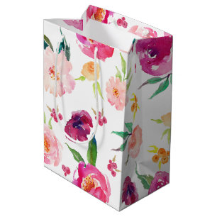 Rosa och Lila Watercolor Peonies Gift Bag