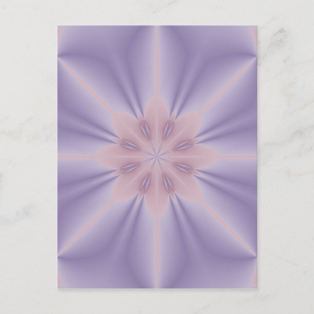Rosa och Lilac 3D Flower Vykort (Framsida)