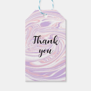 Rosa och Lilac Modern Liquefied Marbling Linjer Presentetikett