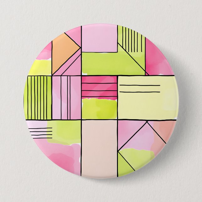 Rosa och limegrön lapptäcke abstrakt knapp (Framsida)