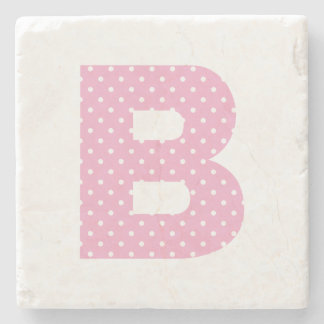 Rosa och liten vit prickig fet B-monogram Stenunderlägg