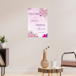 Rosa och Magenta Färg Klassisk Bröllop Välkomst  Poster