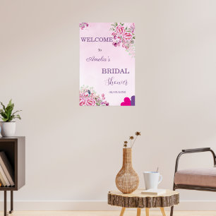 Rosa och Magenta Färg Klassisk Bröllop Välkomst Poster