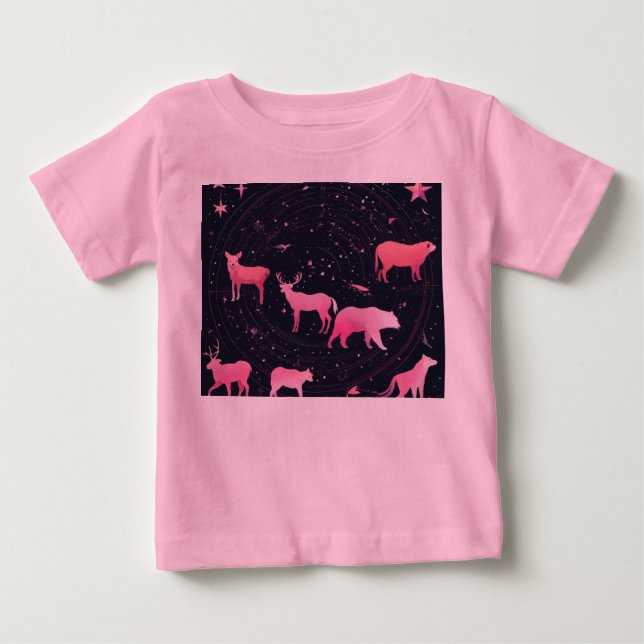 "Rosa och Magenta Horoscope Animal Mönster Design" T Shirt (Framsida)