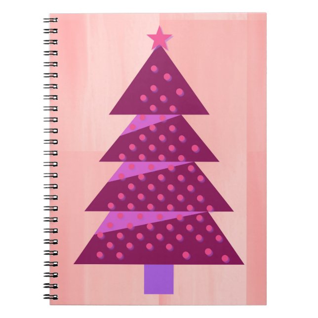 Rosa och Magenta Julgran Art Journal Anteckningsbok (Framsidan)