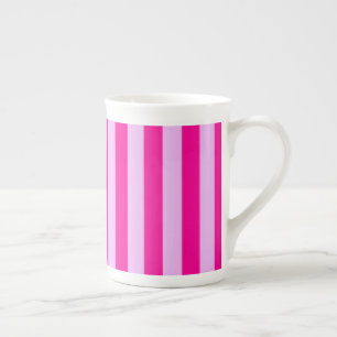 Rosa och Magenta Rand Mönster Benporslin Mugg