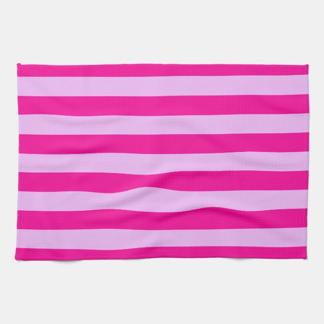 Rosa och Magenta Rand Mönster Kökshandduk (Horisontell)