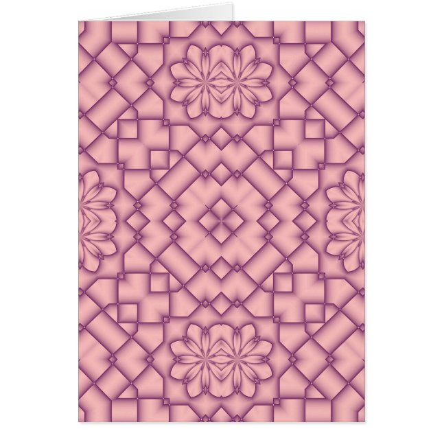 Rosa och Magenta spetsmönster Hälsningskort (Framsidan)