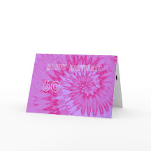 Rosa och Magenta Tie Dye 60-års födelsedags kort