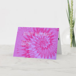 Rosa och Magenta Tie Dye 60:e Grattis på födelseda Tack Kort