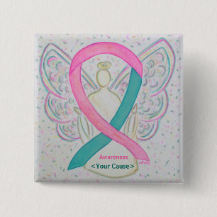 Rosa och målmedvetenhet Ribbon Angel Button stift Knapp