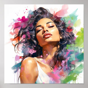 Rosa och målning av Grönt hos afrikanska kvinnor Poster