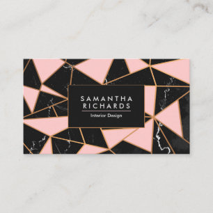 Rosa och marble Geometric Mosaic Visitkort