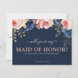 Rosa och marin Blommigt | Kommer du att vara min M