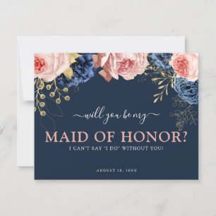 Rosa och marin Blommigt Kommer du att vara min M