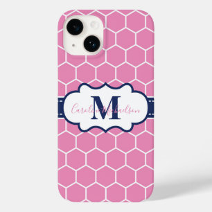 Rosa och marin monogram Geometric Mönster