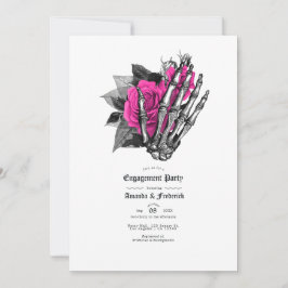 Rosa och marinblå blomstergotisk förlovningsfest inbjudningar