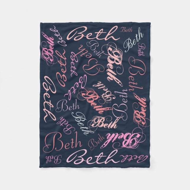 Rosa och marinblå filt Namn Collage (Framsidan)