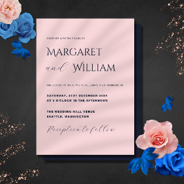 Rosa och marinblå, modern, minimalistisk Elegant b Inbjudningar