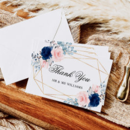  Rosa och marinblå Ro Bröllop - tackkort