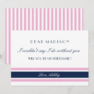 Rosa och marinblått Rand kommer du att bli min bri Inbjudningar