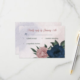 rosa och marinblommor botaniska bröllop OSA kort