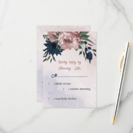 rosa och marinblommor botaniska bröllop OSA kort